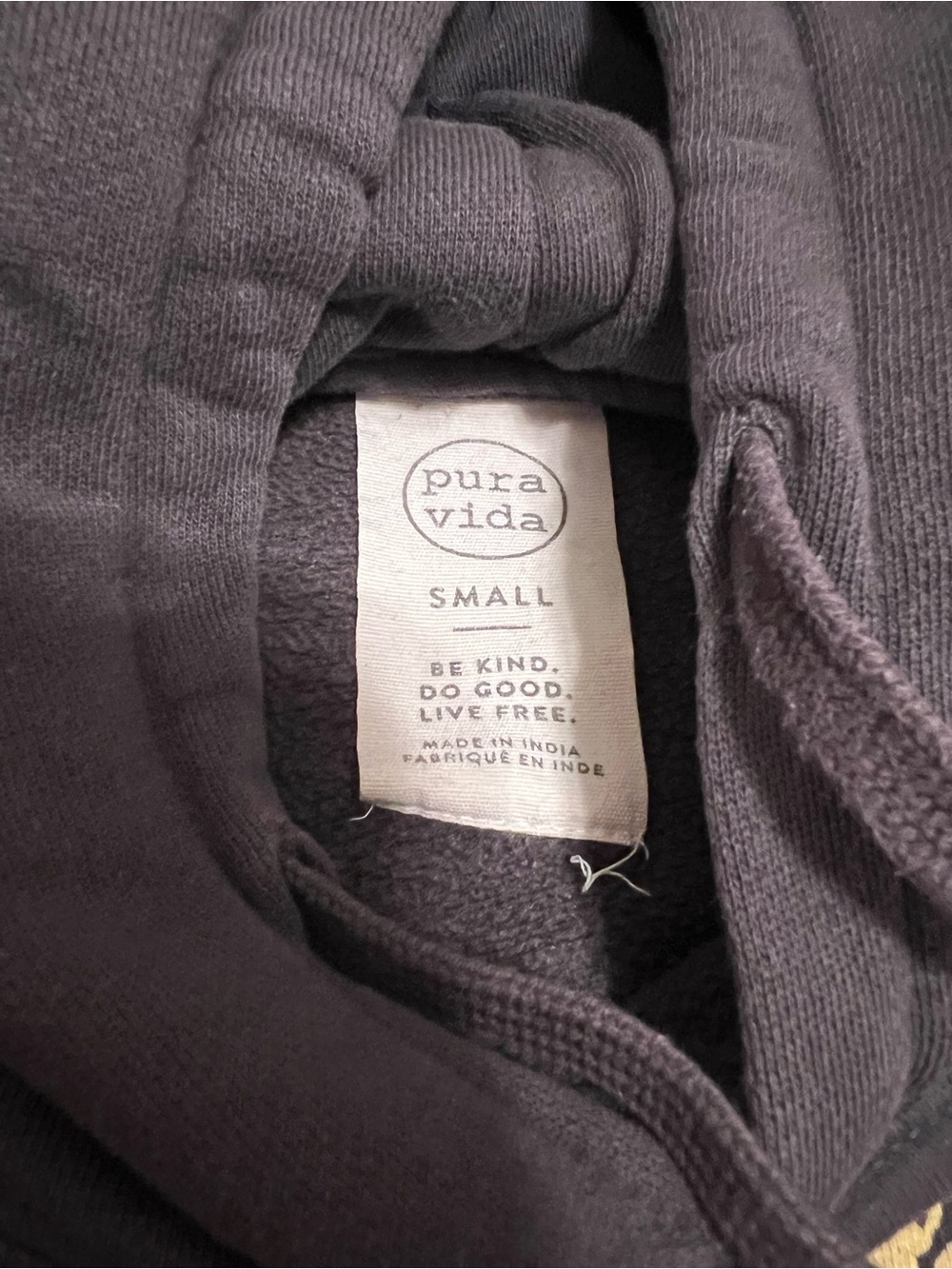 Pura Vida Black Hoodie with Gold Tiger Graphic and front pocket size Small - Picture 3 of 7